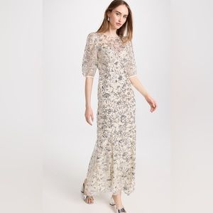 Self Portrait Women's Champagne Sequined Maxi Dress